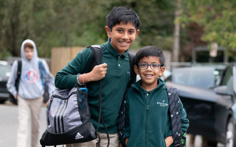 Two brother on their way to school
